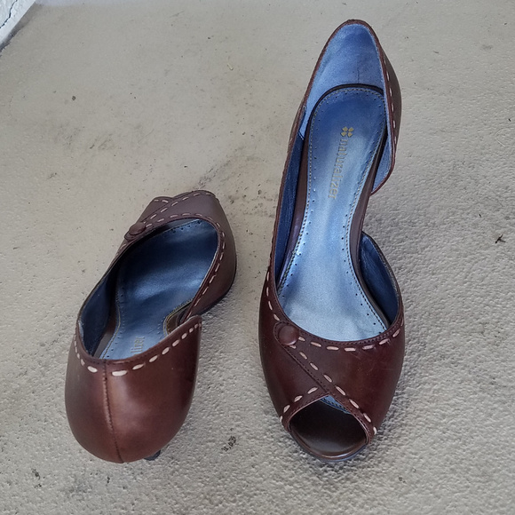 NATURALIZER BROWN PEEP TOE PUMP HEEL SHOES 7 - Picture 2 of 5